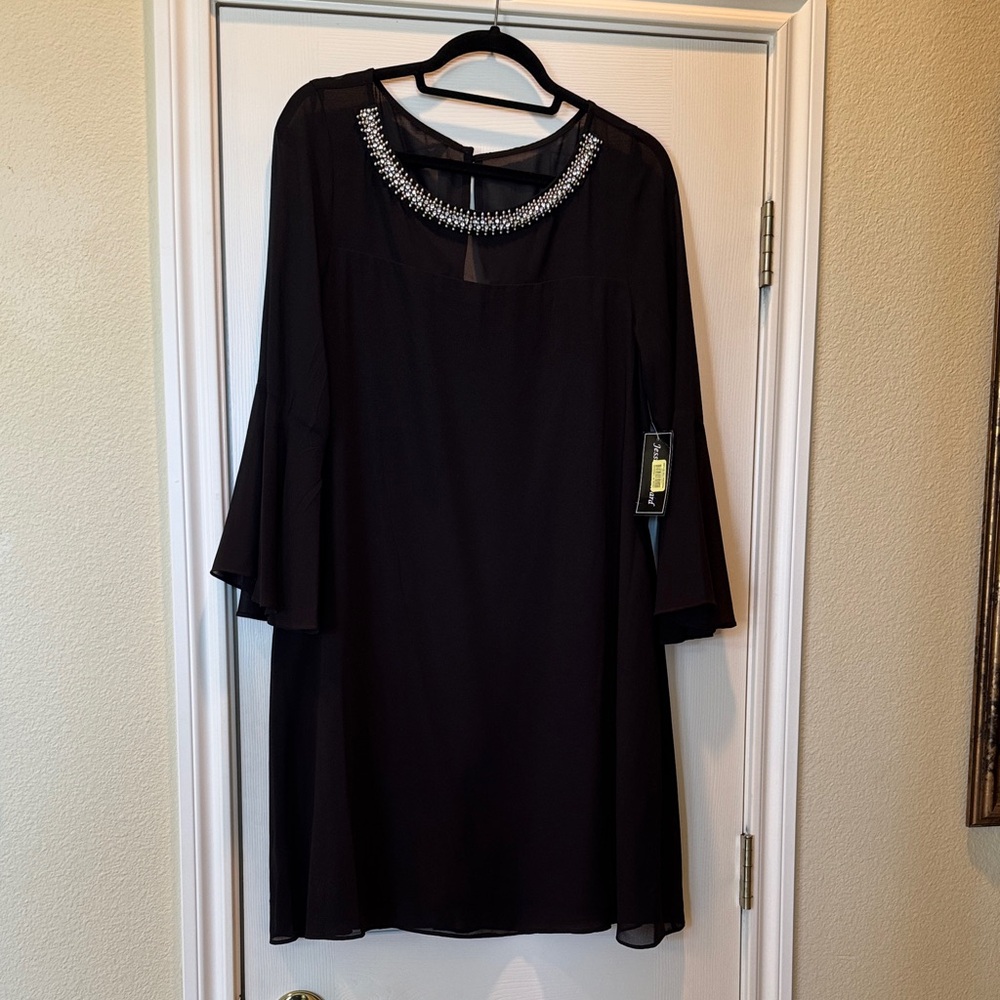 Jessica Howard Black Dress with Silver Embellished Neckline